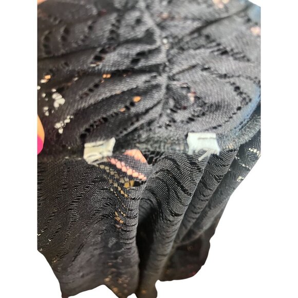 Meryl Diamond Sheer Animal Print Cardigan M Black Mesh Chic Neutral Retro 80s - Picture 4 of 9